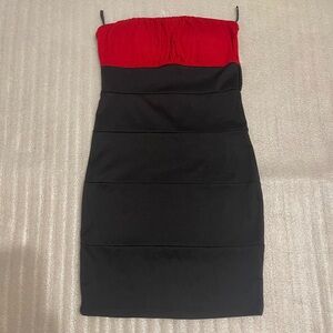 Body Central Strapless Red & Black Padded Dress Size Small